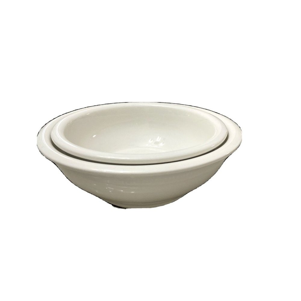 Pier 1 Mixing Bowls Nesting Bowls Heavy White 8 1/2” and 10”